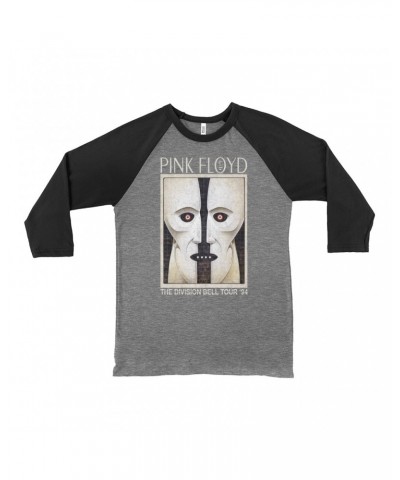 Pink Floyd 3/4 Sleeve Baseball Tee | Division Bell Tour 1994 Distressed Shirt $11.08 Shirts