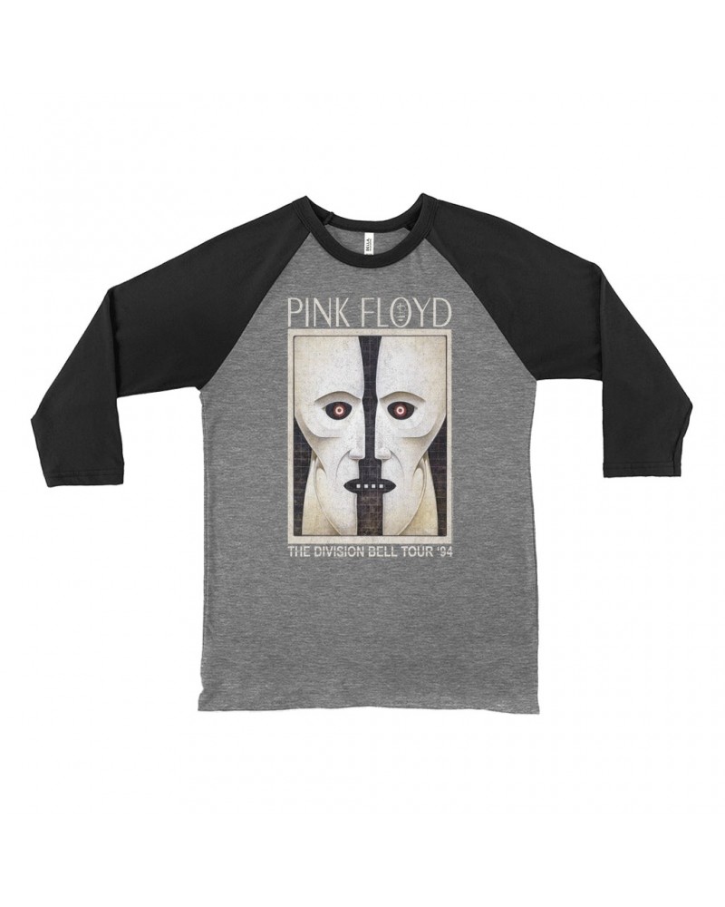 Pink Floyd 3/4 Sleeve Baseball Tee | Division Bell Tour 1994 Distressed Shirt $11.08 Shirts