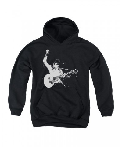 Elvis Presley Youth Hoodie | BLACK & WHITE GUITAR MAN Pull-Over Sweatshirt $13.63 Sweatshirts