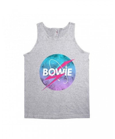 David Bowie Unisex Tank Top | Pastel Bowie NASA Inspired Logo Shirt $8.73 Shirts