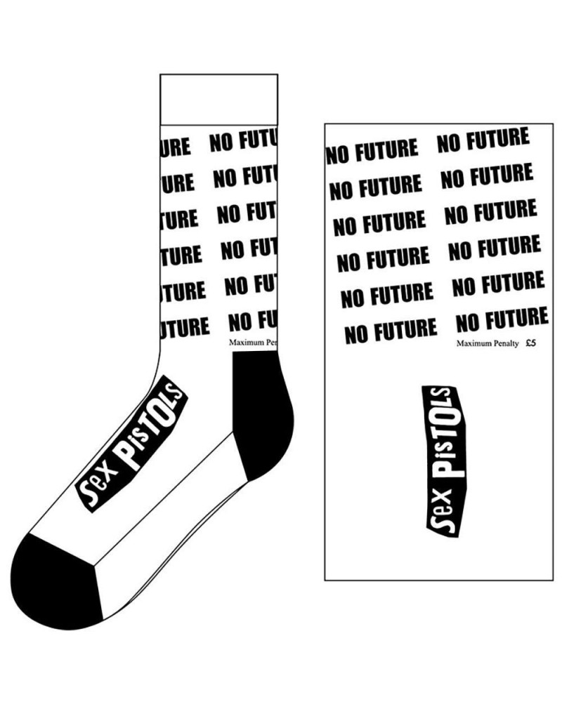 Sex Pistols White Socks - No Future $3.37 Footware