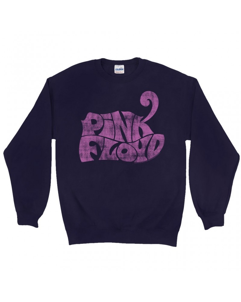 Pink Floyd Sweatshirt | Groovy Logo Distressed Pink Sweatshirt $12.23 Sweatshirts