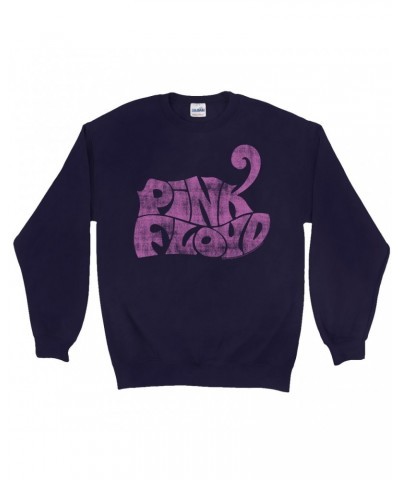 Pink Floyd Sweatshirt | Groovy Logo Distressed Pink Sweatshirt $12.23 Sweatshirts