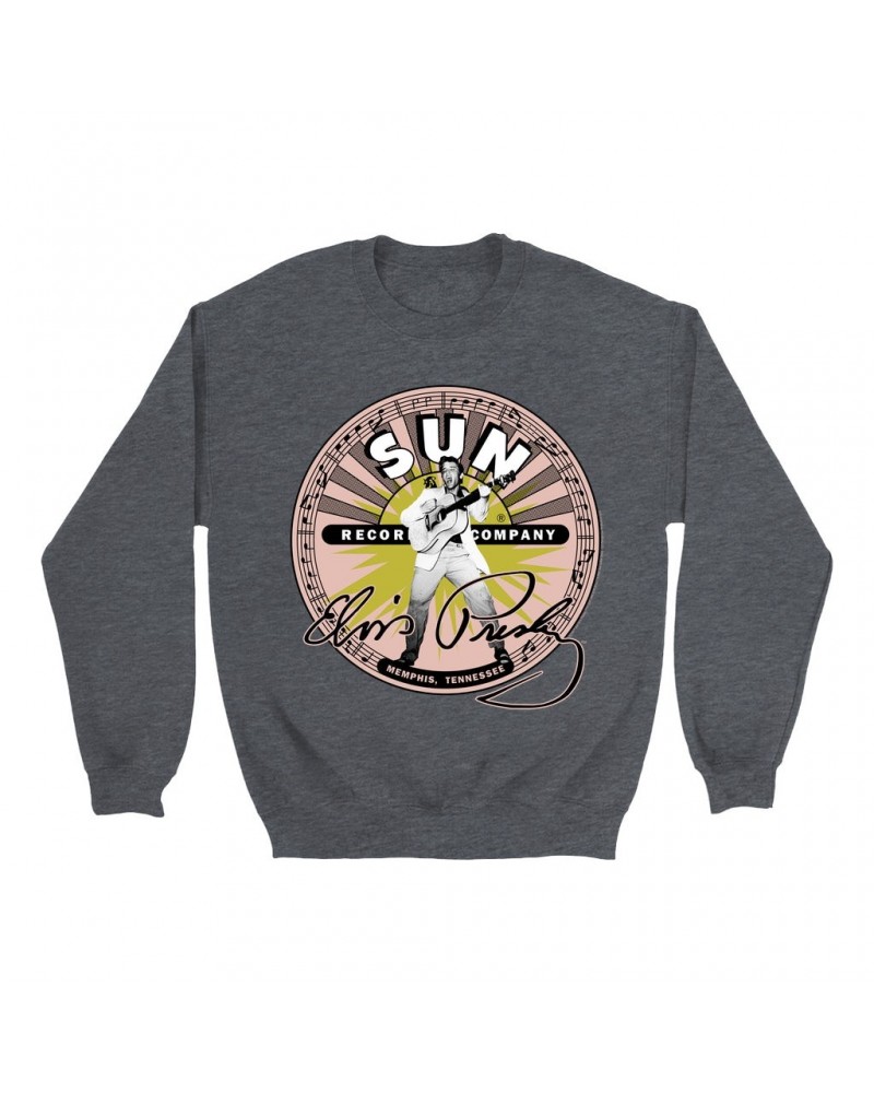 Elvis Presley Sun Records Sweatshirt | SIgnature With Burst Sun Records Sweatshirt $13.63 Sweatshirts