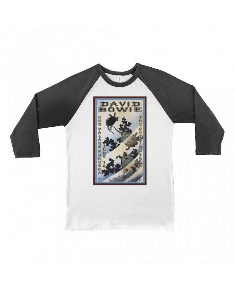 David Bowie 3/4 Sleeve Baseball Tee | The Outside Tour Japan Concert Poster Shirt $11.38 Shirts