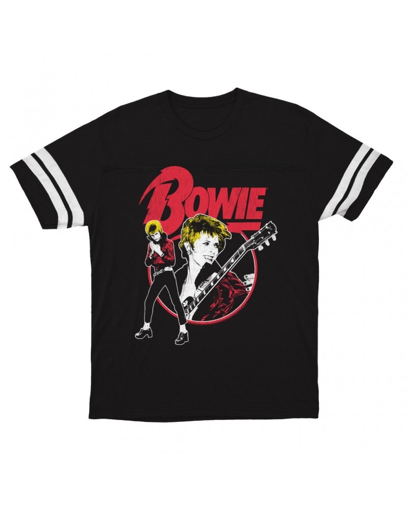 David Bowie T-Shirt | 1972 Photo Collage Distressed Football Shirt $13.84 Shirts