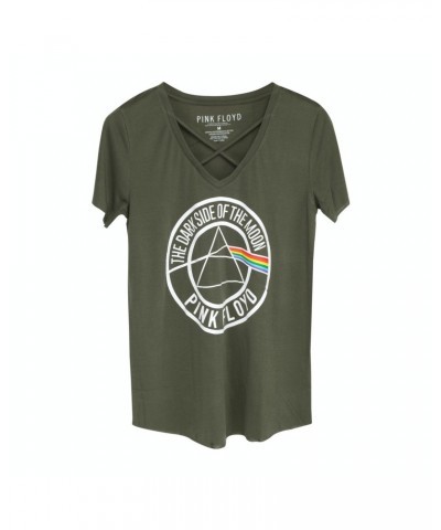 Pink Floyd Dark Side Circle Logo Green V-Cut T-Shirt $5.38 Shirts