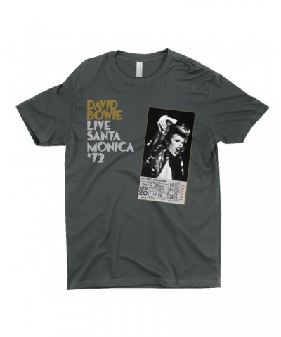 David Bowie T-Shirt | Live At Santa Monica 1972 Concert Ticket Promotion Shirt $7.98 Shirts