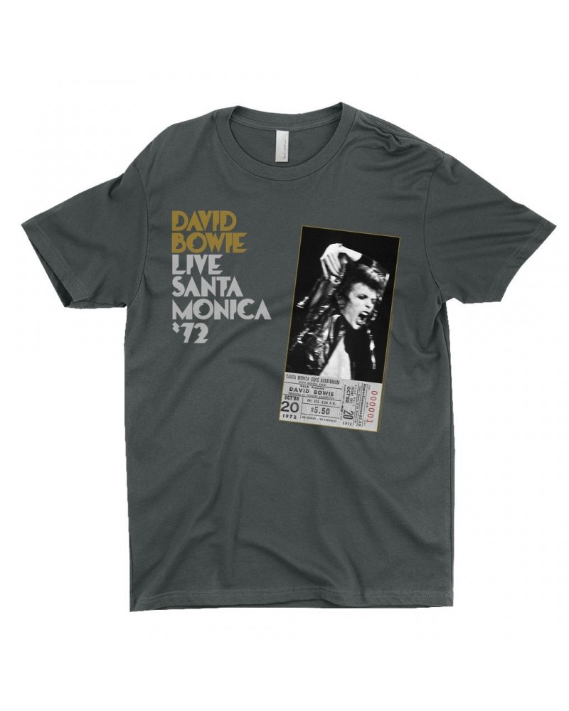 David Bowie T-Shirt | Live At Santa Monica 1972 Concert Ticket Promotion Shirt $7.98 Shirts