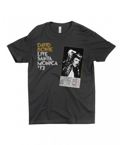 David Bowie T-Shirt | Live At Santa Monica 1972 Concert Ticket Promotion Shirt $7.98 Shirts