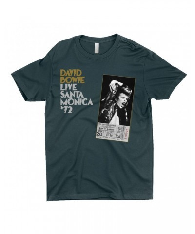 David Bowie T-Shirt | Live At Santa Monica 1972 Concert Ticket Promotion Shirt $7.98 Shirts