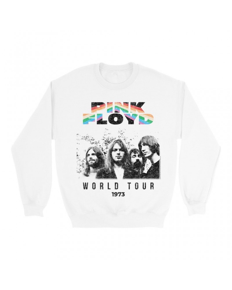 Pink Floyd Sweatshirt | 1973 World Tour Prism Design Distressed Sweatshirt $15.73 Sweatshirts