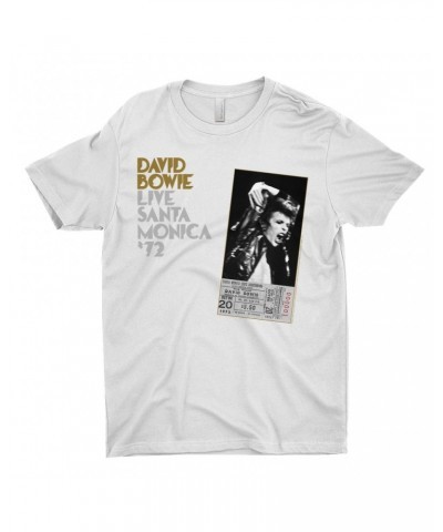 David Bowie T-Shirt | Live At Santa Monica 1972 Concert Ticket Promotion Shirt $7.98 Shirts