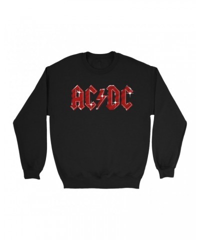 AC/DC Sweatshirt | Sparkle Red Logo Distressed Sweatshirt $14.68 Sweatshirts