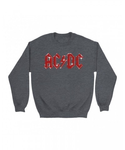 AC/DC Sweatshirt | Sparkle Red Logo Distressed Sweatshirt $14.68 Sweatshirts