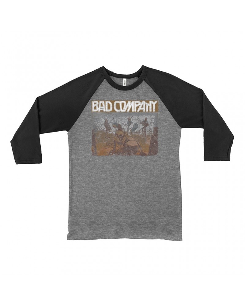 Bad Company 3/4 Sleeve Baseball Tee | Swan Song Tour 2016 Distressed Shirt $14.08 Shirts