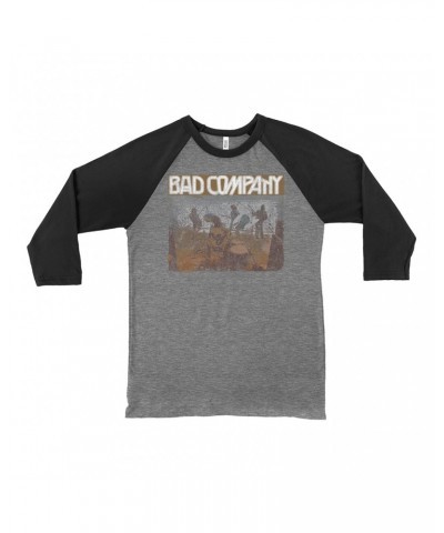 Bad Company 3/4 Sleeve Baseball Tee | Swan Song Tour 2016 Distressed Shirt $14.08 Shirts