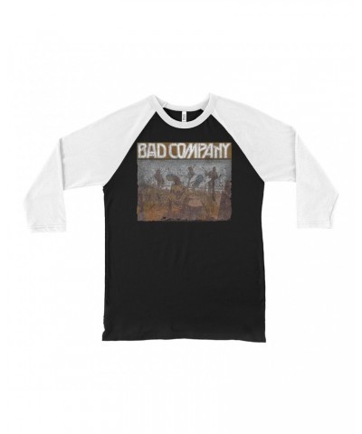 Bad Company 3/4 Sleeve Baseball Tee | Swan Song Tour 2016 Distressed Shirt $14.08 Shirts