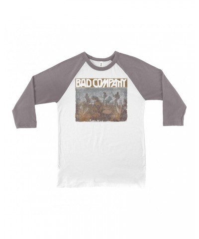 Bad Company 3/4 Sleeve Baseball Tee | Swan Song Tour 2016 Distressed Shirt $14.08 Shirts