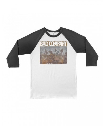 Bad Company 3/4 Sleeve Baseball Tee | Swan Song Tour 2016 Distressed Shirt $14.08 Shirts