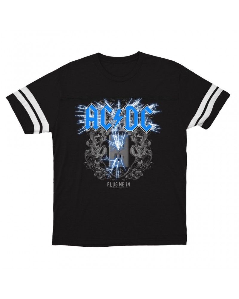 AC/DC T-Shirt | Plug Me In Blue Football Shirt $10.54 Shirts