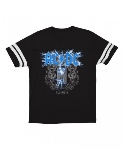 AC/DC T-Shirt | Plug Me In Blue Football Shirt $10.54 Shirts