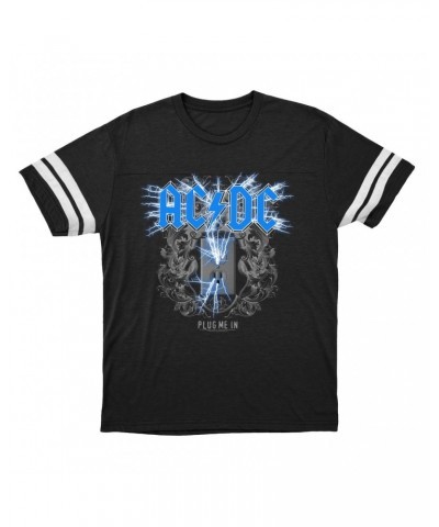 AC/DC T-Shirt | Plug Me In Blue Football Shirt $10.54 Shirts