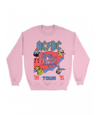 AC/DC Bright Colored Sweatshirt | The Razors Edge Tour 90-91 Sweatshirt $13.98 Sweatshirts