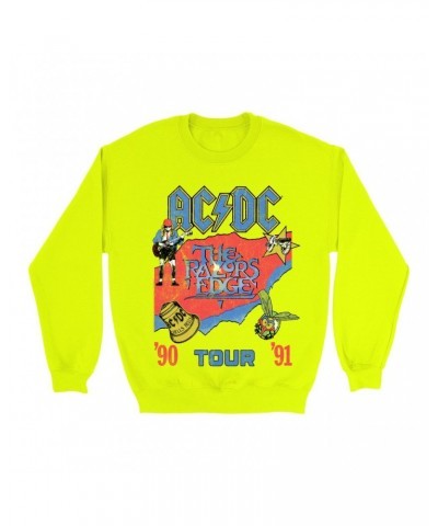 AC/DC Bright Colored Sweatshirt | The Razors Edge Tour 90-91 Sweatshirt $13.98 Sweatshirts