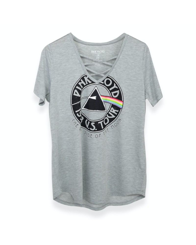 Pink Floyd Logo 1973 V Neck Tour Grey T-Shirt $5.00 Shirts