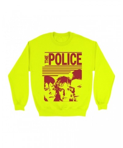 The Police Bright Colored Sweatshirt | Red Outlandos D'Amour Album Design Sweatshirt $11.88 Sweatshirts