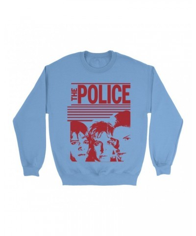 The Police Bright Colored Sweatshirt | Red Outlandos D'Amour Album Design Sweatshirt $11.88 Sweatshirts