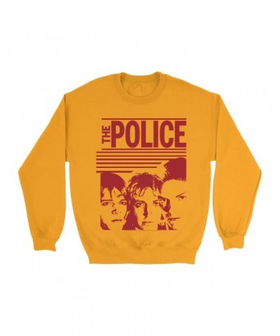 The Police Bright Colored Sweatshirt | Red Outlandos D'Amour Album Design Sweatshirt $11.88 Sweatshirts