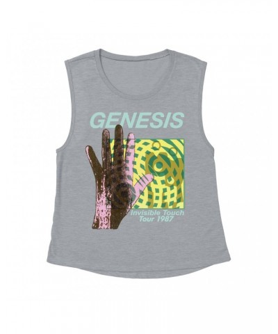 Genesis Ladies' Muscle Tank Top | Modern 1987 Invisible Touch Album Design Shirt $15.82 Shirts