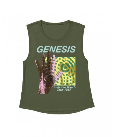 Genesis Ladies' Muscle Tank Top | Modern 1987 Invisible Touch Album Design Shirt $15.82 Shirts