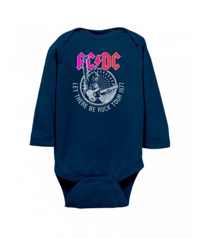 AC/DC Long Sleeve Bodysuit | Let There Be Rock Tour 1977 Silver Bling Design Bodysuit $8.04 Shirts