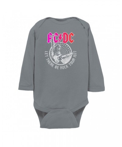 AC/DC Long Sleeve Bodysuit | Let There Be Rock Tour 1977 Silver Bling Design Bodysuit $8.04 Shirts