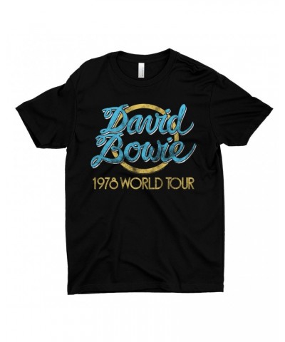 David Bowie T-Shirt | Yellow 1978 World Tour Distressed Shirt $10.73 Shirts