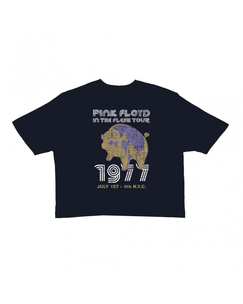 Pink Floyd Ladies' Crop Tee | In The Flesh 1977 NYC Concert Distressed Crop T-shirt $12.40 Shirts