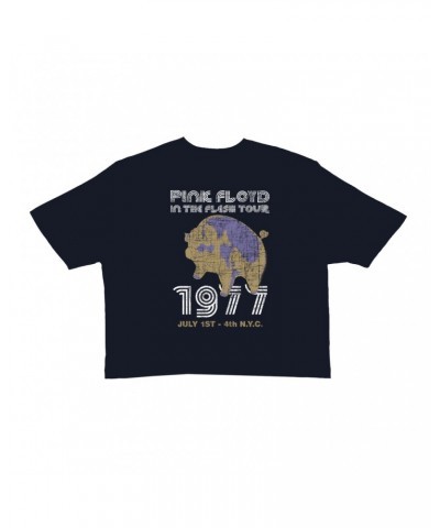 Pink Floyd Ladies' Crop Tee | In The Flesh 1977 NYC Concert Distressed Crop T-shirt $12.40 Shirts