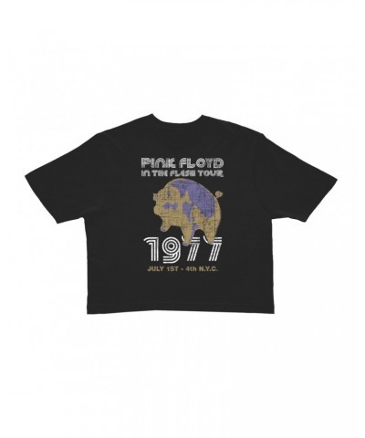 Pink Floyd Ladies' Crop Tee | In The Flesh 1977 NYC Concert Distressed Crop T-shirt $12.40 Shirts