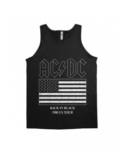 AC/DC Unisex Tank Top | Back In Black Flag Tour 1980 Distressed Shirt $11.73 Shirts